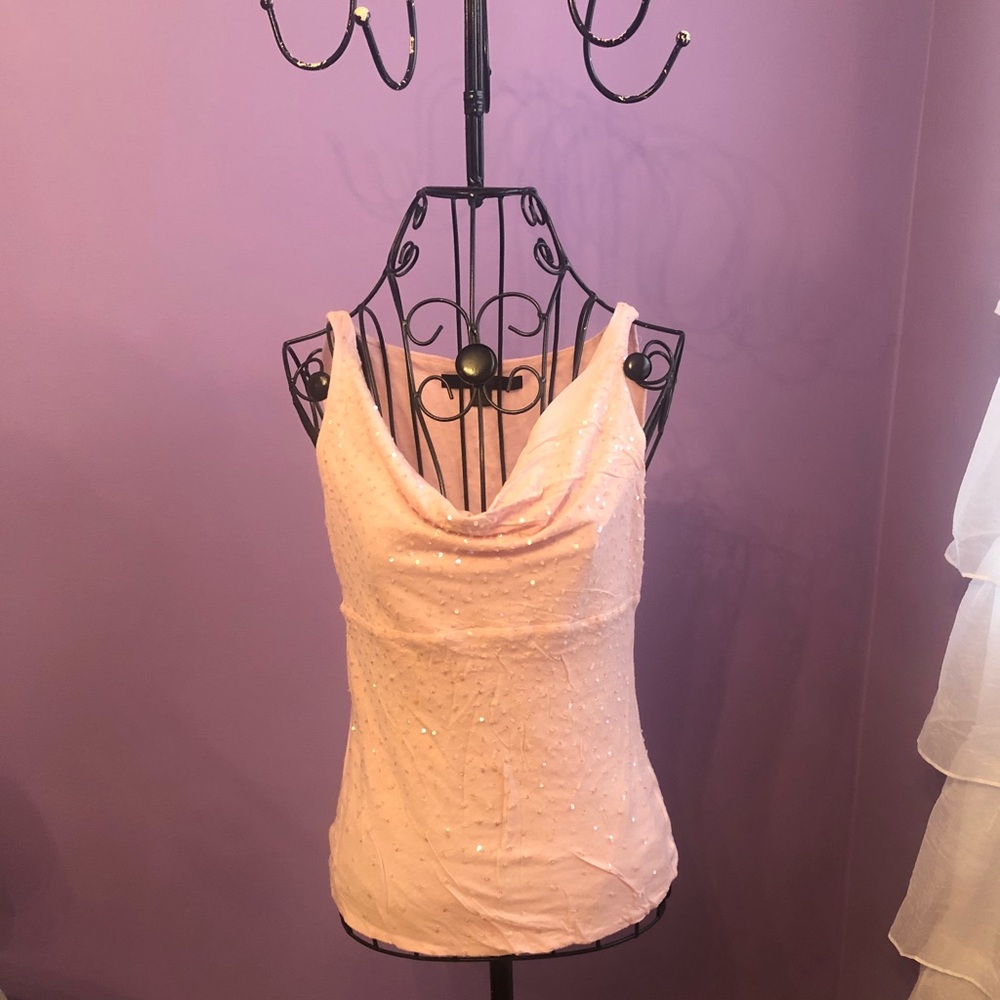 Express light pink drape front top